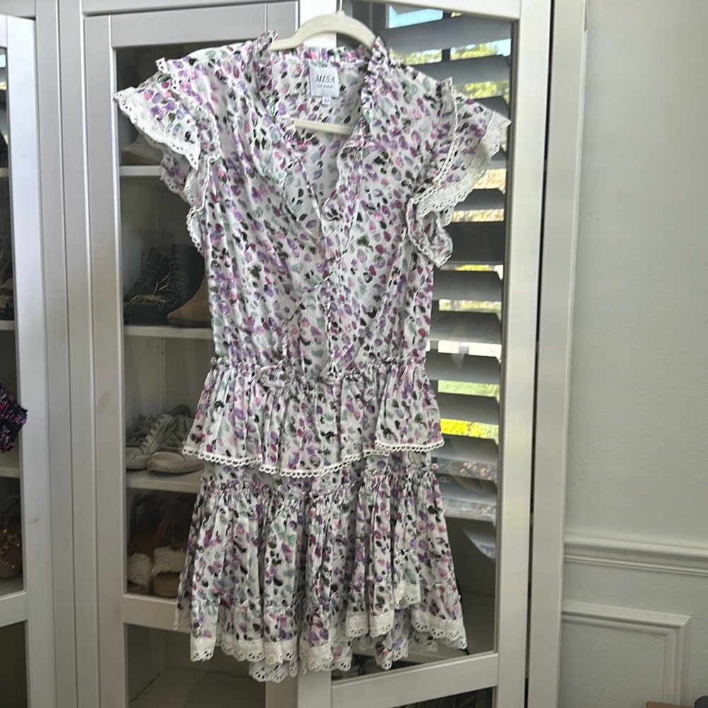 MISA Los Angeles Lilian Mini Dress Lavender Dot Size XS